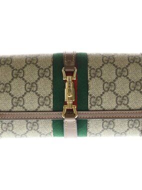 Gucci Jackie GG Supreme Chain Wallet Shoulder Bag Gold Beige